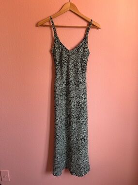 Leopard Print Slip Midi / Maxi Dress - mint and black